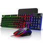 Rainbow LED Gaming Keyboard & Mouse Combo - Quiet, Backlit USB Wired Keyboard with Multimedia Keys, Anti-Ghosting, Waterproof for PC Gamers - BuzzMart