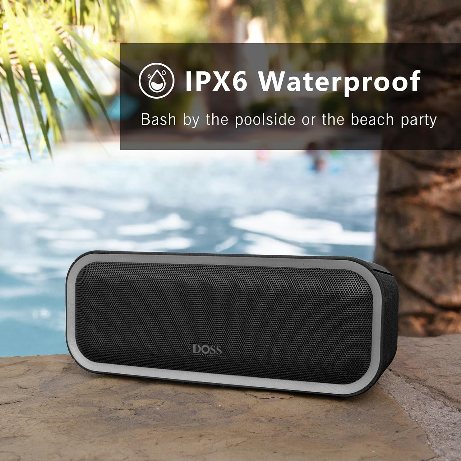 Soundbox Pro+ Bluetooth Speaker - Wireless Pairing, 24W Stereo Sound, Punchy Bass, IPX6 Waterproof, 15Hrs Playtime, Multi-Color Lights, Black - BuzzMart