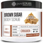 Premium Organic Brown Sugar Unscented Face & Body Scrub Set - Large 16oz, Infused with Organic Essential Oils & Nutrients - Includes Wooden Spoon, Loofah & Mini Exfoliating Bar Soap - BuzzMar