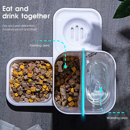 2 in 1 Automatic Auto Pet Cat Dog Food Feeder Dispenser Set,Gravity Water Bowl - BuzzMart