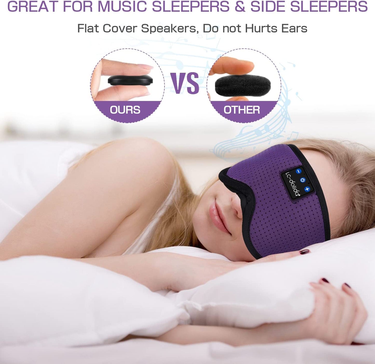 Sleep Mask with Bluetooth Headphones, 3D Sleeping Headphones for Side Sleepers - BuzzMart