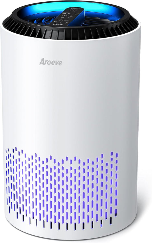 Air Purifier for Home - Portable Air Cleaner for Smoke, Pollen, Dander, Hair, Odors - MK01- White - BuzzMart