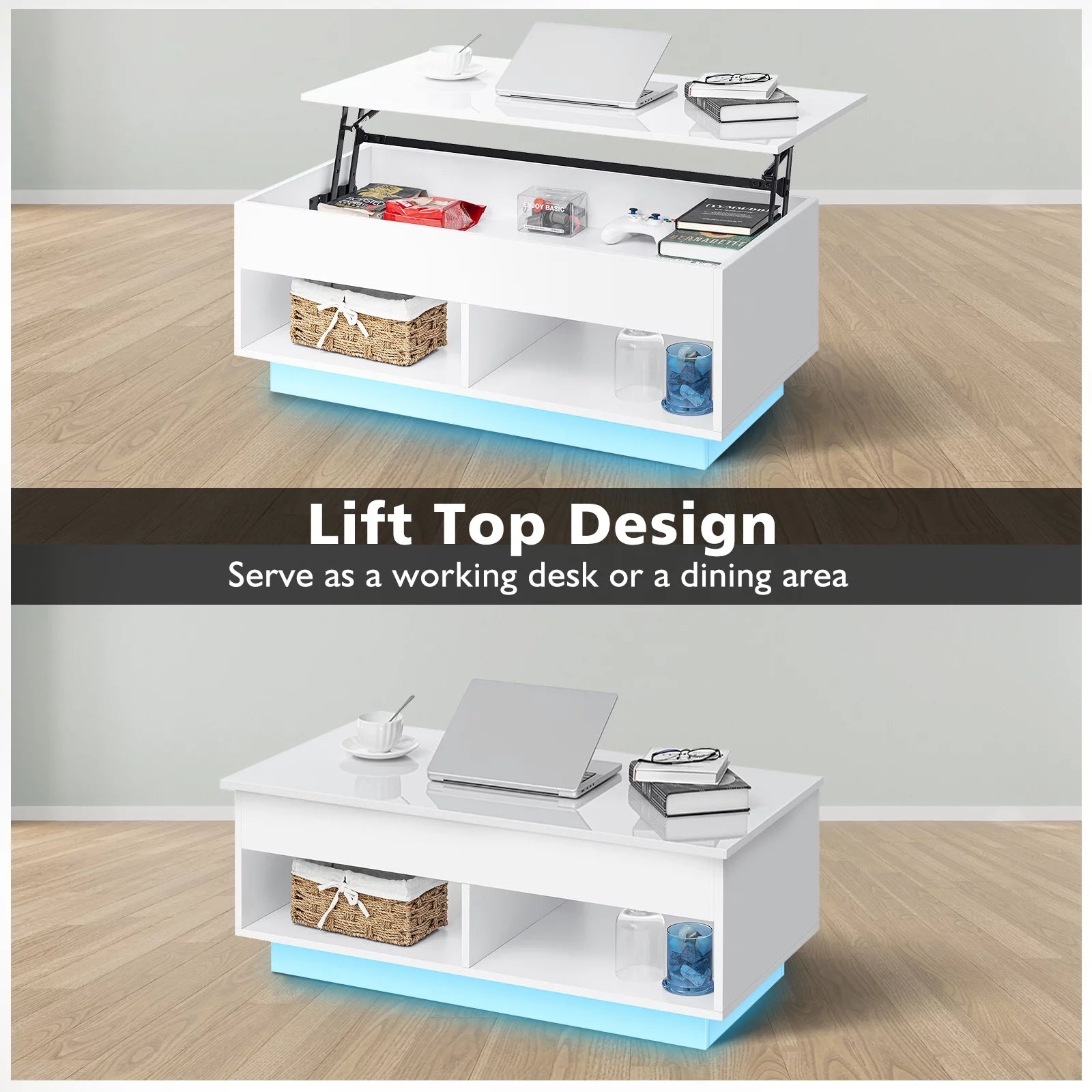 Lift Top Coffee Table with Hidden Compartment - BuzzMart