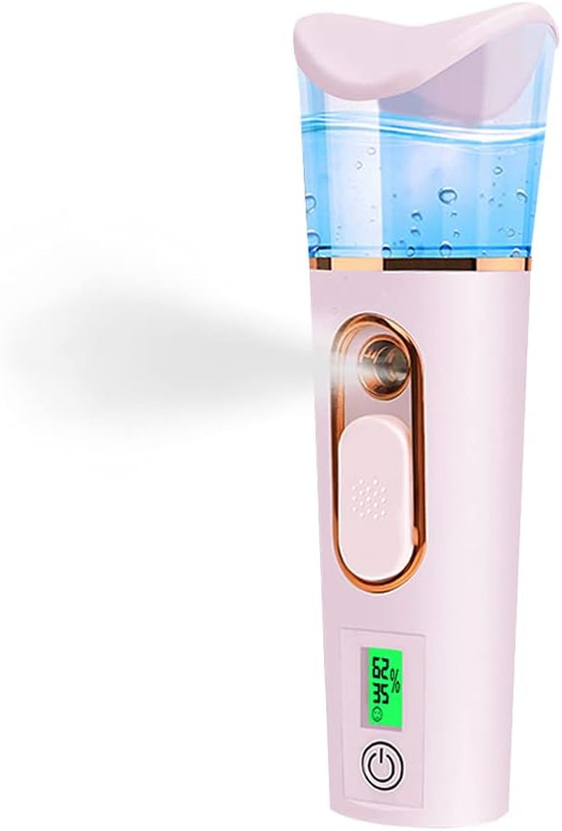 Handy Nano Mist Sprayer with Skin Analyzer Moisture Tester - Portable Facial Atomization Mister, Mini Cool with Large Capacity for Face Moisturizing, Hydration Refreshing - BuzzMart