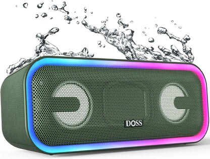 Soundbox Pro+ Bluetooth Speaker - Wireless Pairing, 24W Stereo Sound, Punchy Bass, IPX6 Waterproof, 15Hrs Playtime, Multi-Color Lights, Black - BuzzMart