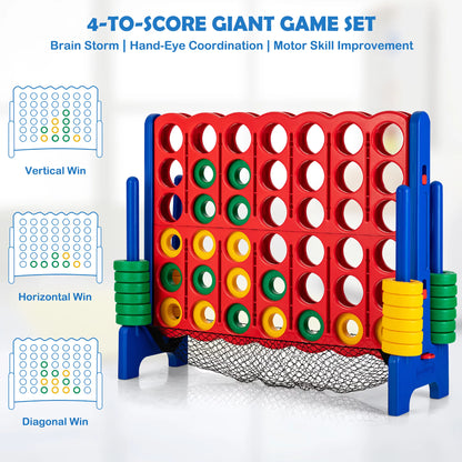 4-To-Score Giant Game Set 4-In-A-Row Connect Game W/Net Storage for Kids & Adult - BuzzMart