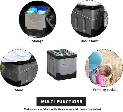 Portable Camping Toilet - Camping Potty for Home/Camping/Boat/Hiking/Long Trips/Beach Use (Black) - BuzzMart