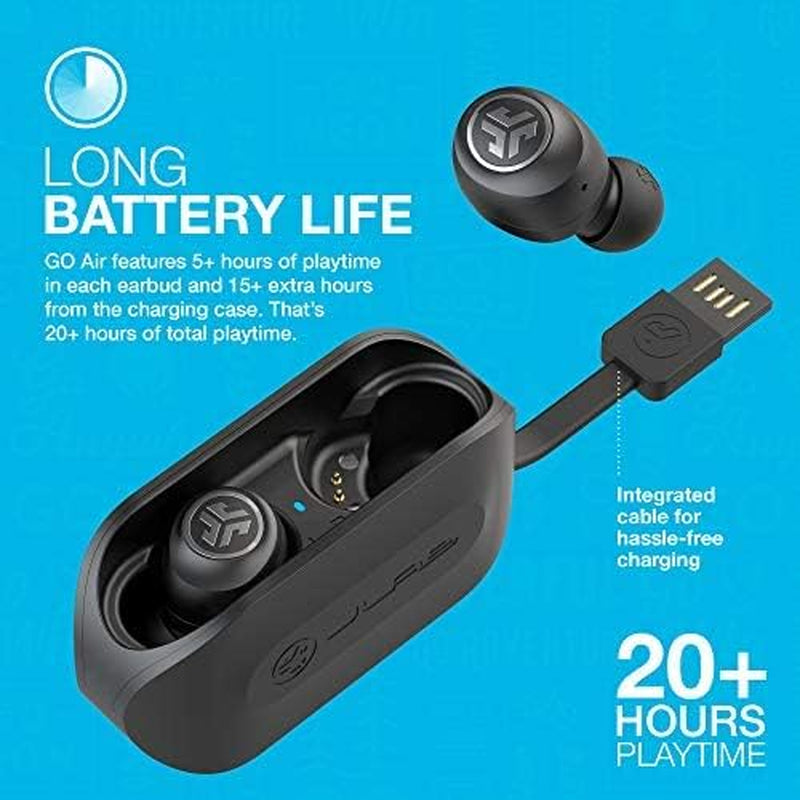 Go Air True Wireless Bluetooth Earbuds + Charging Case, Black - BuzzMart