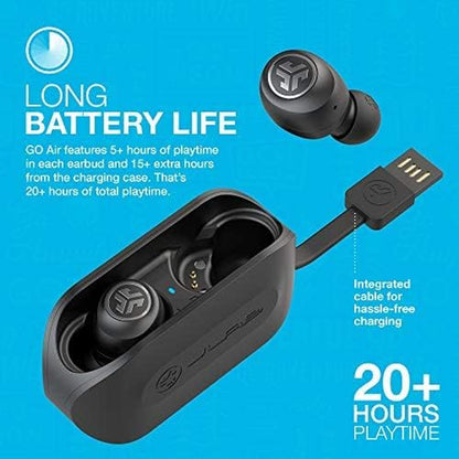 Go Air True Wireless Bluetooth Earbuds + Charging Case, Black - BuzzMart