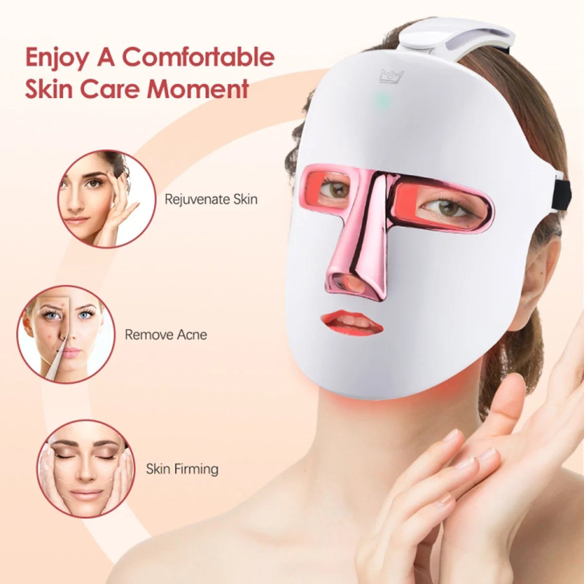 7-Color LED Light Therapy Facial Mask (Anti-Aging, Anti-Acne, Wrinkle Removal, Skin Care) - BuzzMart