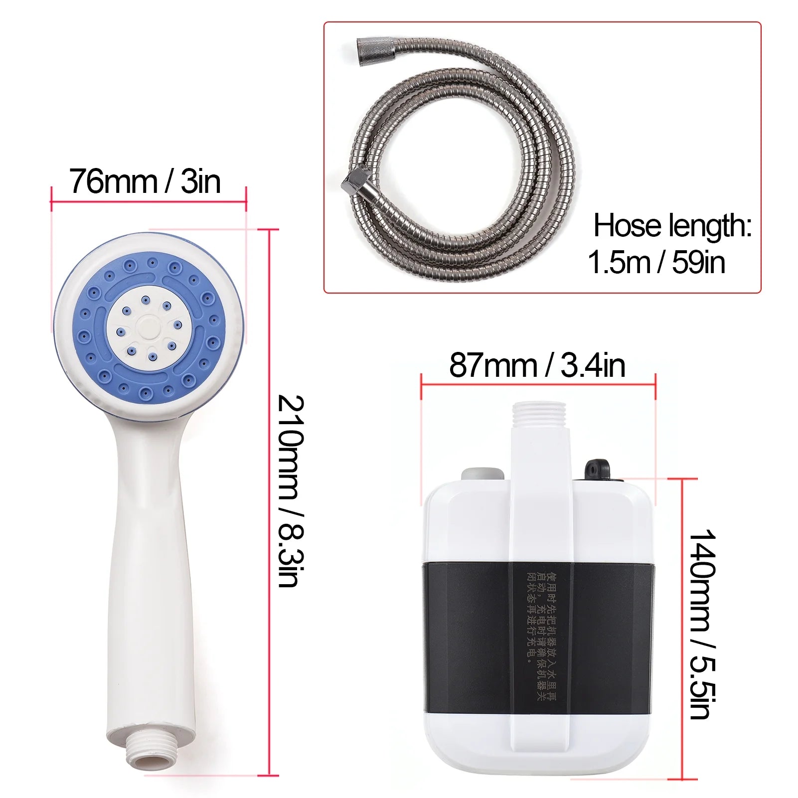 Portable Camping Shower Outdoor USB Rechargeable Electric Shower Pump for Camping Car Washing Gardening Pet Cleaning - BuzzMart