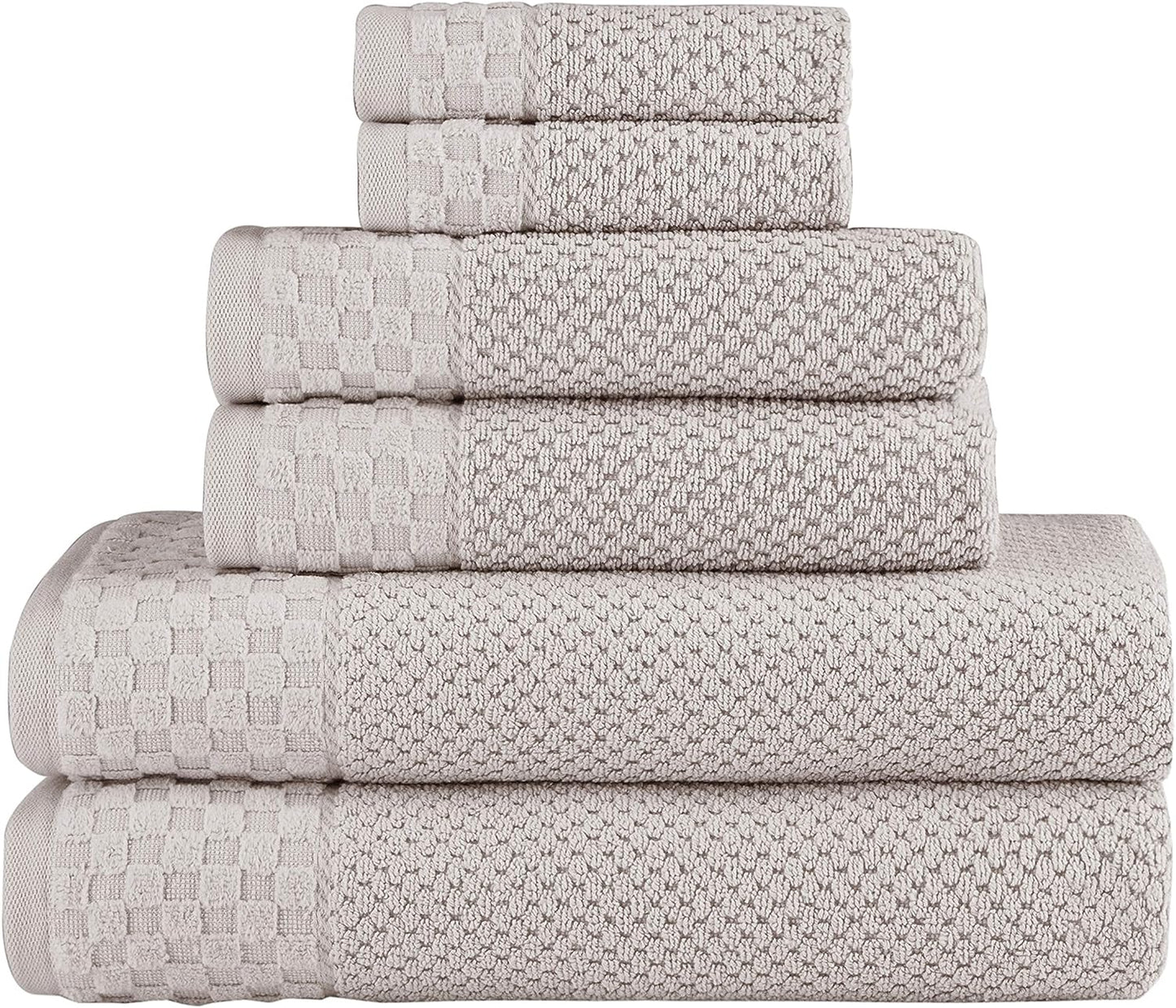 CTT Set of 6-100% Turkish Cotton, Absorbent & Comfy, Includes 2 Bath Towel 2 Hand Towel & 2 Washcloth | (White) - BuzzMart