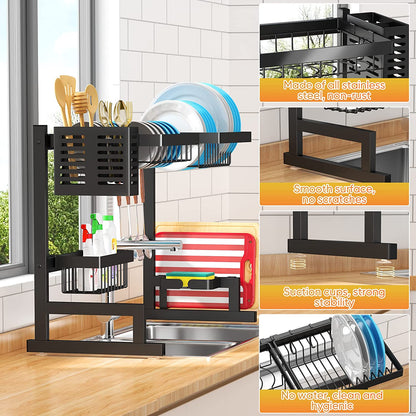 Adjustable Over Sink Dish Drying Rack (26"-38") - BuzzMart