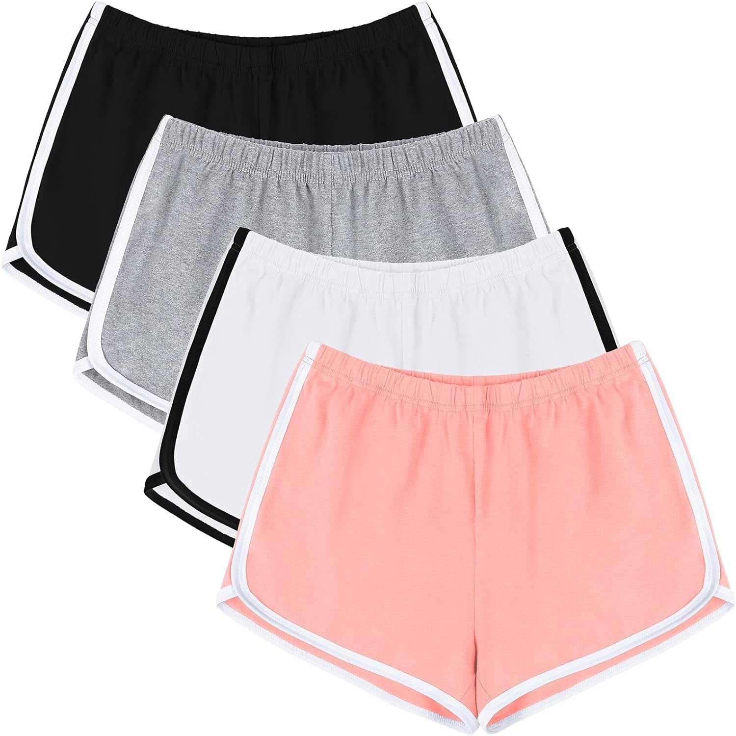 4 Pack Yoga Short Pants Cotton Sports Shorts Gym Dance Lounge Shorts Dolphin Running Athletic Shorts for Women - BuzzMart