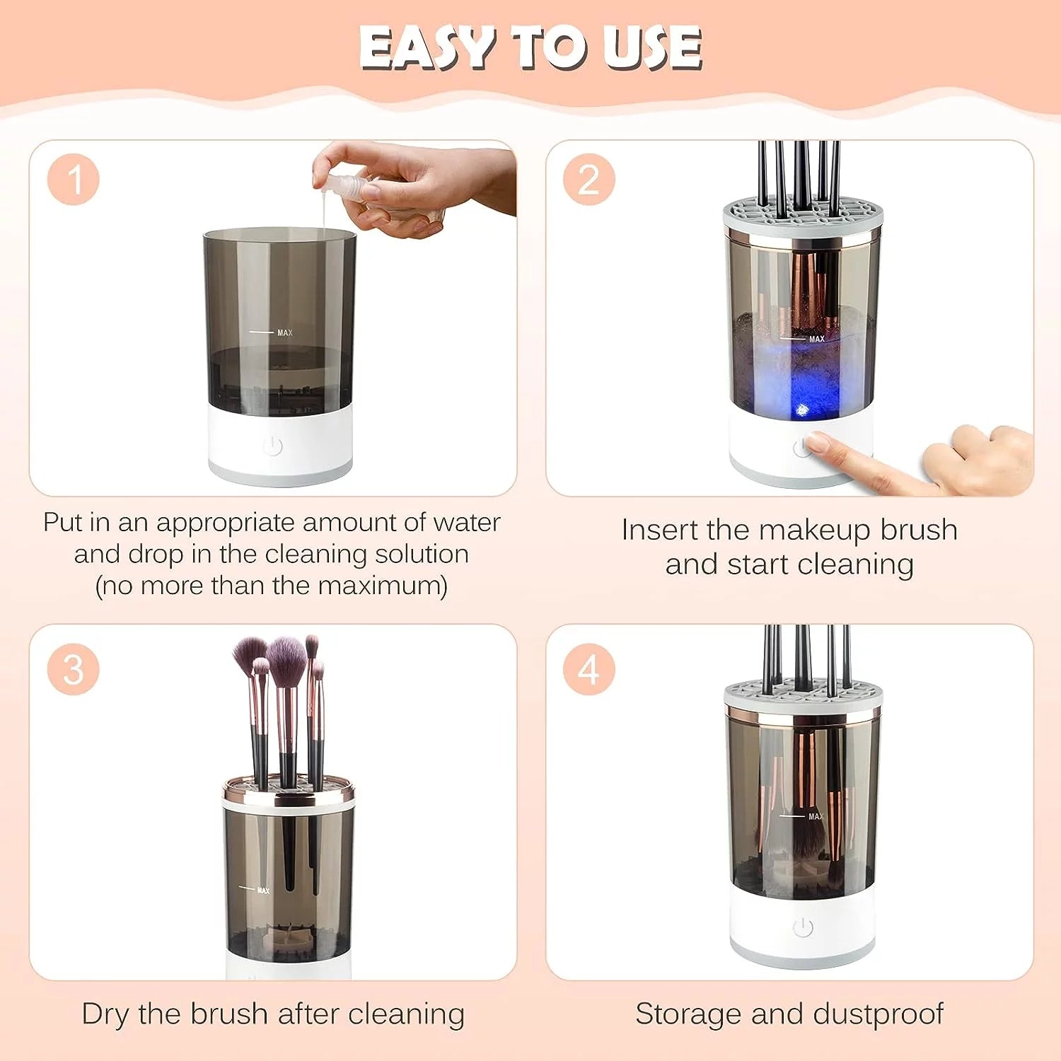 Electric Cosmetic Brush Cleaner, Automatic Spinning for All Sizes of Makeup Brushes - BuzzMart