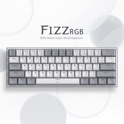 Compact RGB Gaming Keyboard - K617 Fizz | 60% Mechanical, Hot-Swap, Red Switches, White/Grey Keys - BuzzMart