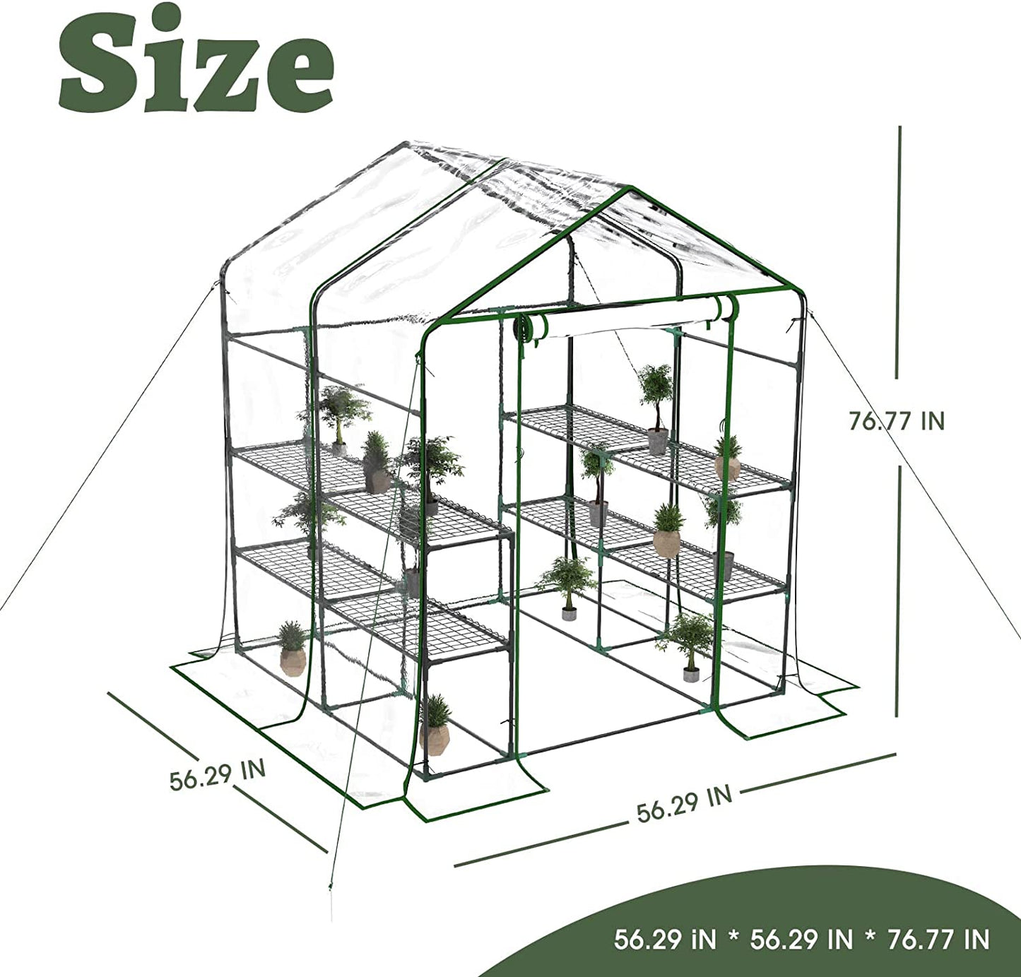 3-Tier Portable Pop-Up Greenhouse with 8 Shelves - Indoor and Outdoor Mini Greenhouse Kit with Anchors and Ropes - BuzzMart