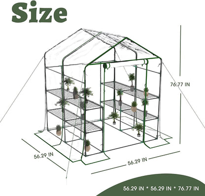 3-Tier Portable Pop-Up Greenhouse with 8 Shelves - Indoor and Outdoor Mini Greenhouse Kit with Anchors and Ropes - BuzzMart