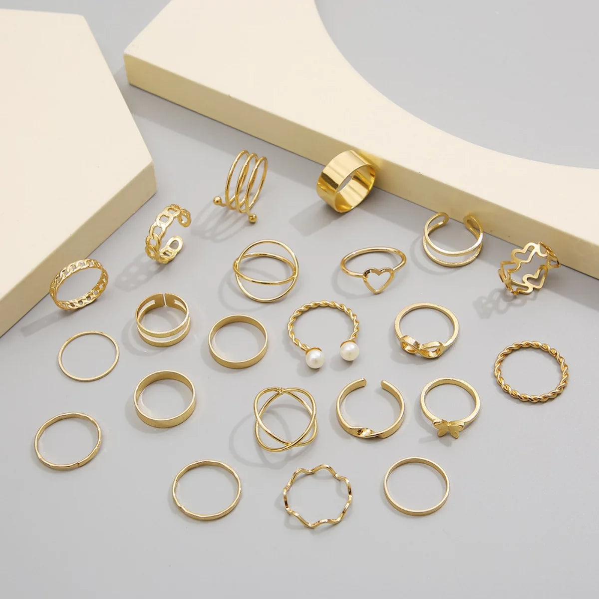 22PCS Gold Knuckle Rings Set - Stackable and Stylish Wave, Twist, and Geometric Rings - BuzzMart