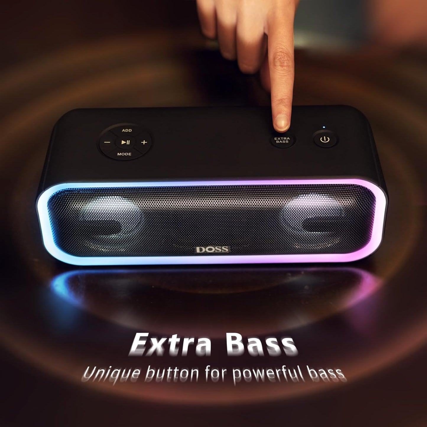 Soundbox Pro+ Bluetooth Speaker - Wireless Pairing, 24W Stereo Sound, Punchy Bass, IPX6 Waterproof, 15Hrs Playtime, Multi-Color Lights, Black - BuzzMart