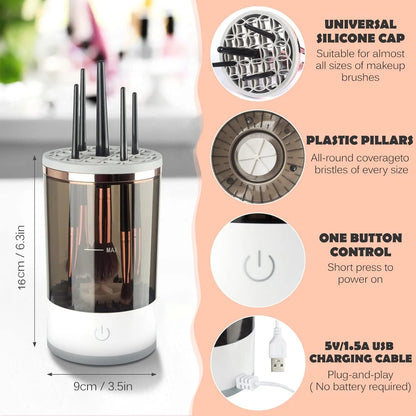 Electric Cosmetic Brush Cleaner, Automatic Spinning for All Sizes of Makeup Brushes - BuzzMart