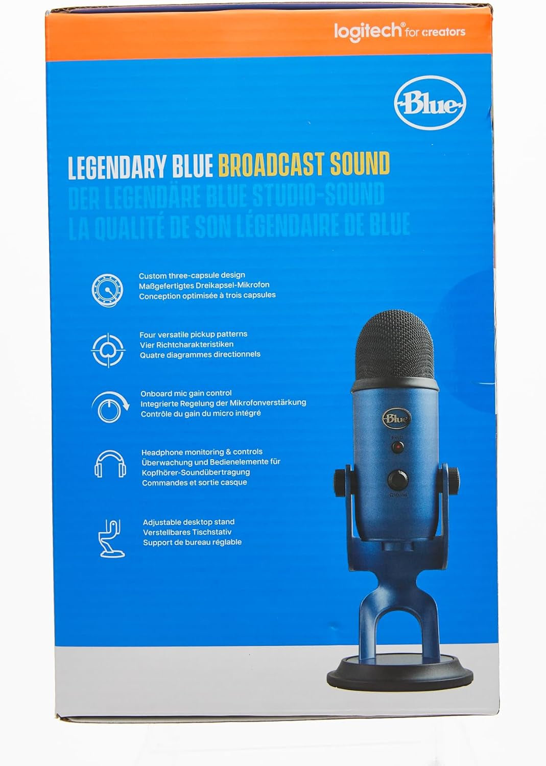 Logitech Yeti USB Microphone for Creators - Gaming, Streaming, Podcasting, Twitch, YouTube, Discord, Recording for PC and Mac, 4 Polar Patterns, Studio Quality Sound, Plug & Play - Midnight -