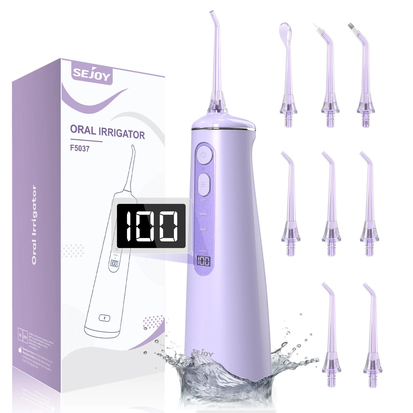 Cordless Water Flosser for Teeth - Professional Dental Oral Irrigator with 4 Modes, 300mL Water Tank, 8 Jet Tips, LED Display, IPX7 Waterproof, Portable Teeth Cleaner for Travel, Home, Office