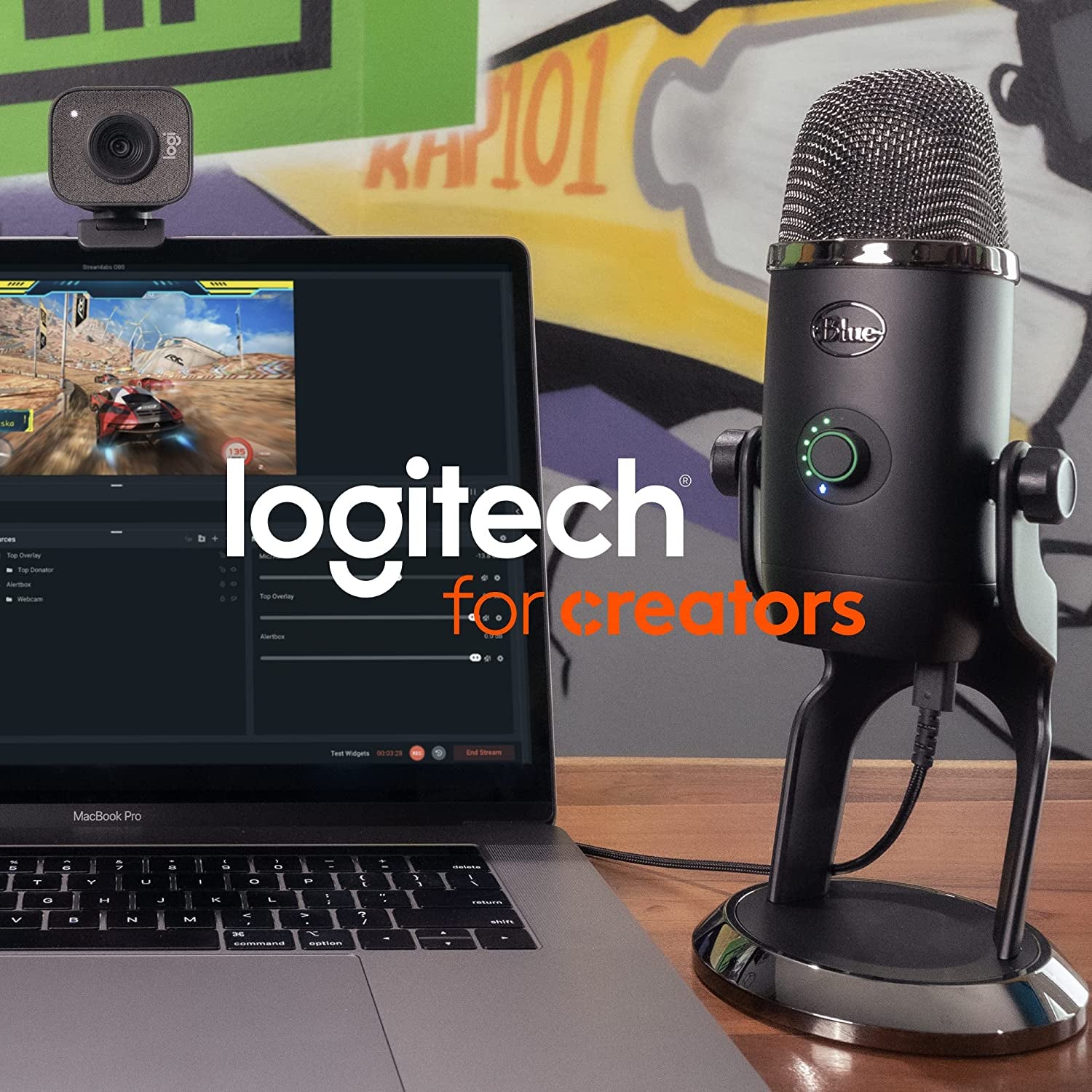 Logitech Yeti USB Microphone for Creators - Gaming, Streaming, Podcasting, Twitch, YouTube, Discord, Recording for PC and Mac, 4 Polar Patterns, Studio Quality Sound, Plug & Play - Midnight -