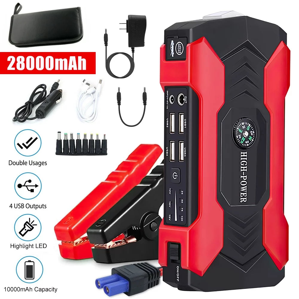 Car Jump Starter - 28000mAh 600A 12V Portable Charger Power Bank for Car Booster Battery with LED Flashlight - BuzzMart