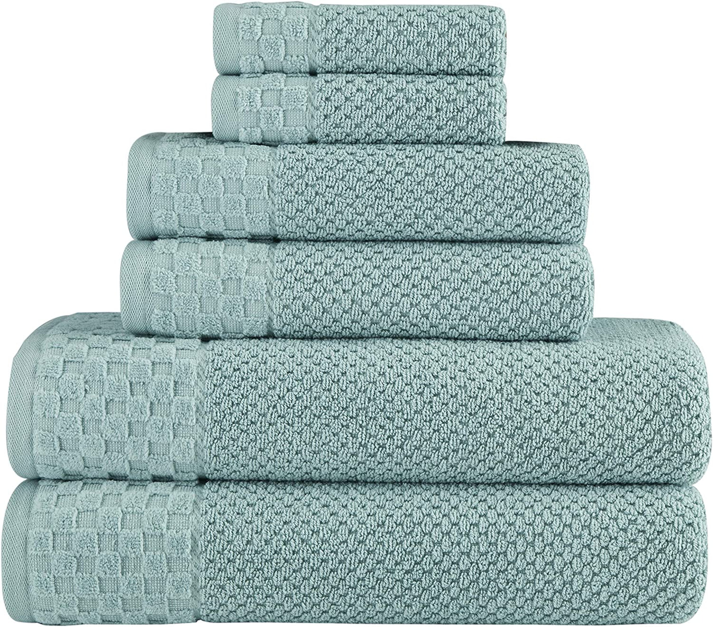 CTT Set of 6-100% Turkish Cotton, Absorbent & Comfy, Includes 2 Bath Towel 2 Hand Towel & 2 Washcloth | (White) - BuzzMart