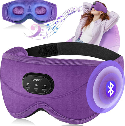 Bluetooth Sleep Eye Mask with Wireless Headphones - Music Headsets with Microphone for Hands-Free Travel and Sleep, Comfortable Eye Cover for Side Sleepers, Men and Women - BuzzMart