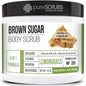 Premium Organic Brown Sugar Unscented Face & Body Scrub Set - Large 16oz, Infused with Organic Essential Oils & Nutrients - Includes Wooden Spoon, Loofah & Mini Exfoliating Bar Soap - BuzzMar