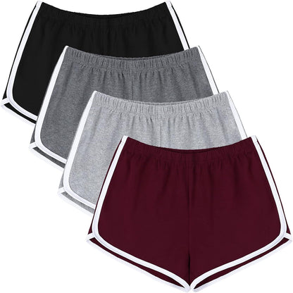 4 Pack Yoga Short Pants Cotton Sports Shorts Gym Dance Lounge Shorts Dolphin Running Athletic Shorts for Women - BuzzMart