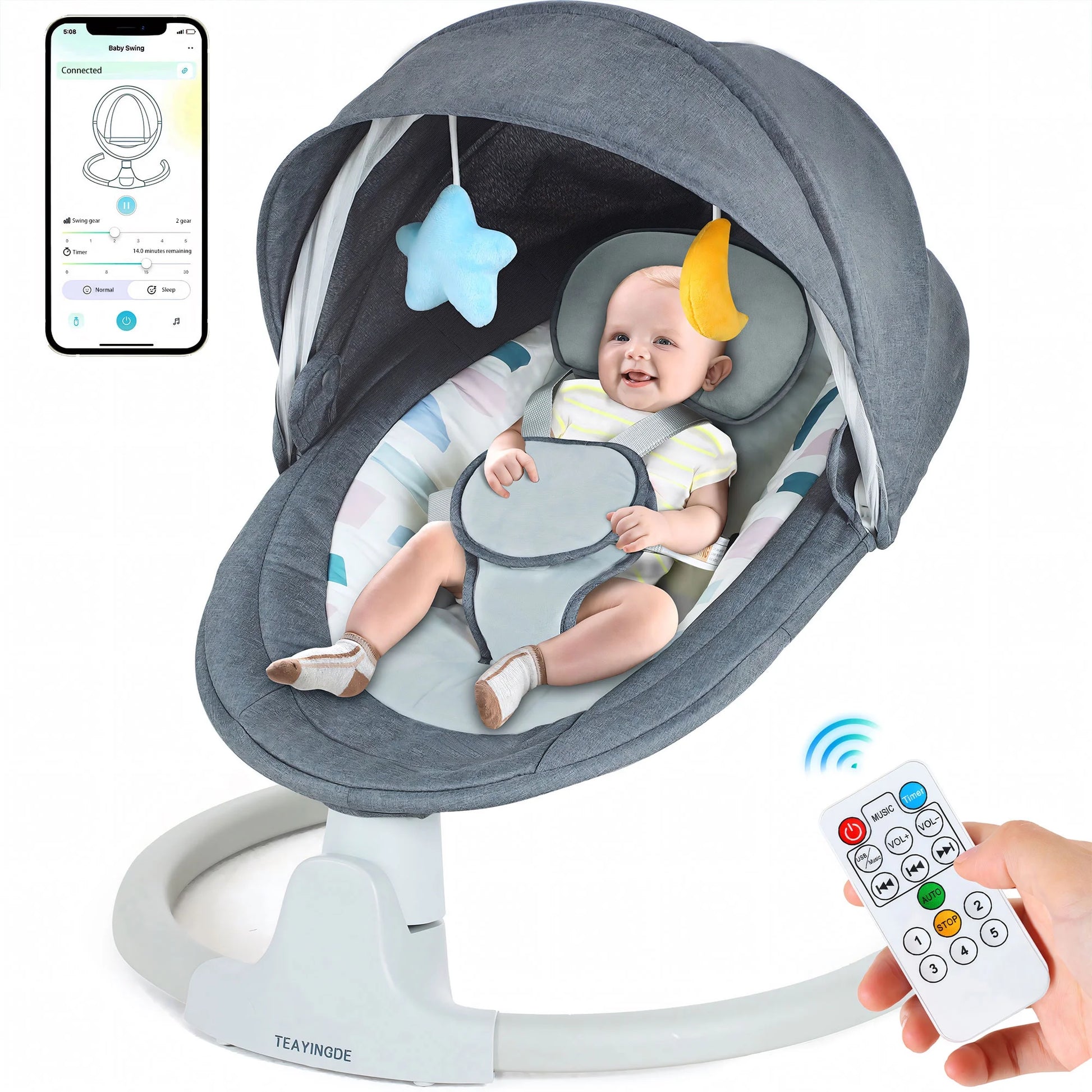 Baby Swing for Infants - Bluetooth Remote Control - BuzzMart