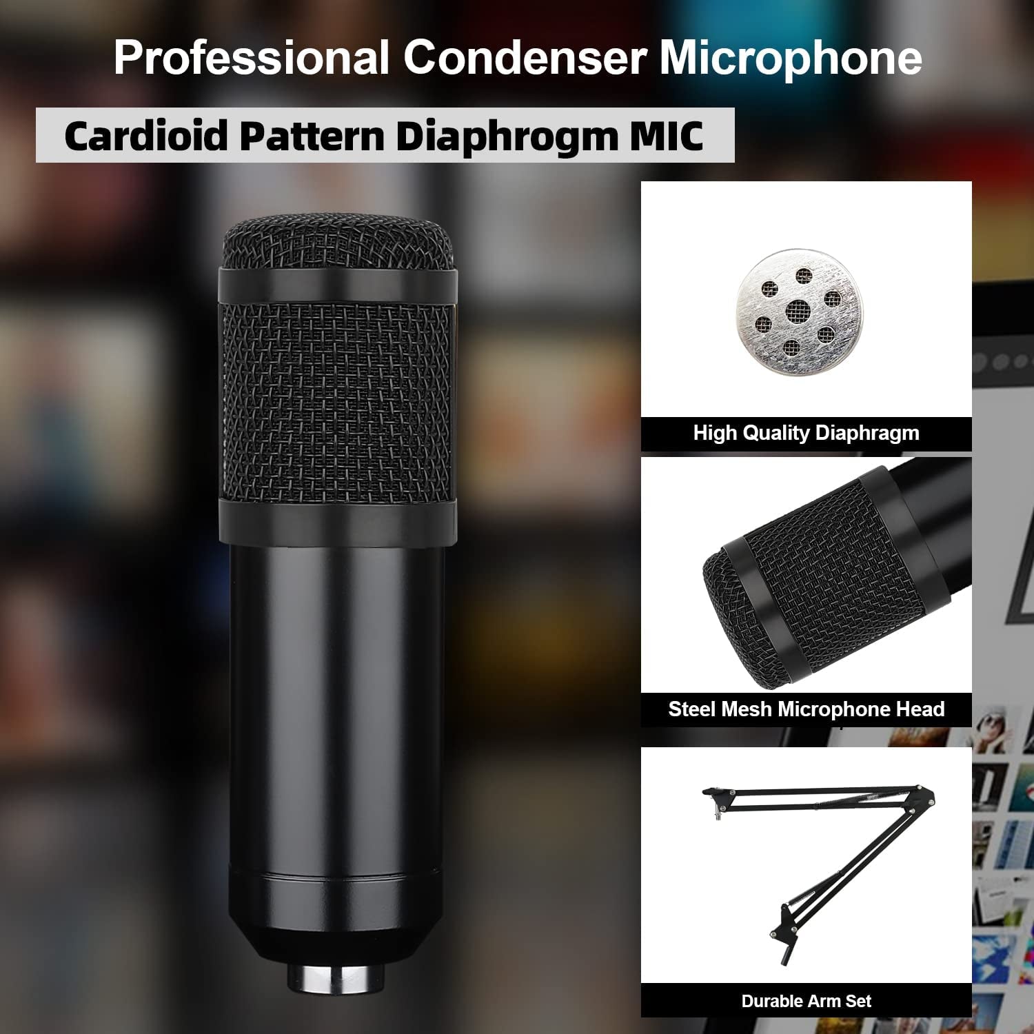 Guarda GD100 USB Mic Kit | Professional Condenser Mic with Adjustable Stand & Shock Mount for Streaming & Recording - BuzzMart