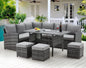 7-Piece Outdoor Patio Furniture Set - All-Weather Wicker Dining and Conversation Set with Table, Chairs, and Ottomans - BuzzMart