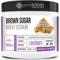 Premium Organic Brown Sugar Unscented Face & Body Scrub Set - Large 16oz, Infused with Organic Essential Oils & Nutrients - Includes Wooden Spoon, Loofah & Mini Exfoliating Bar Soap - BuzzMar