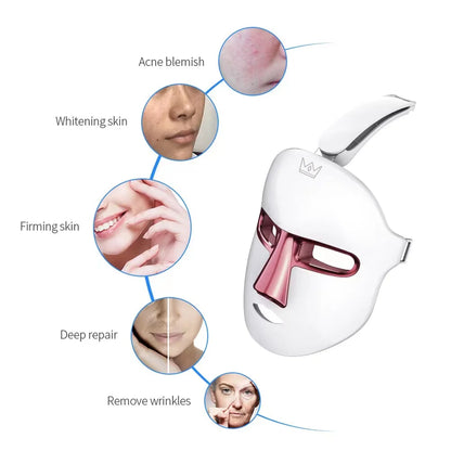 7-Color LED Light Therapy Facial Mask (Anti-Aging, Anti-Acne, Wrinkle Removal, Skin Care) - BuzzMart