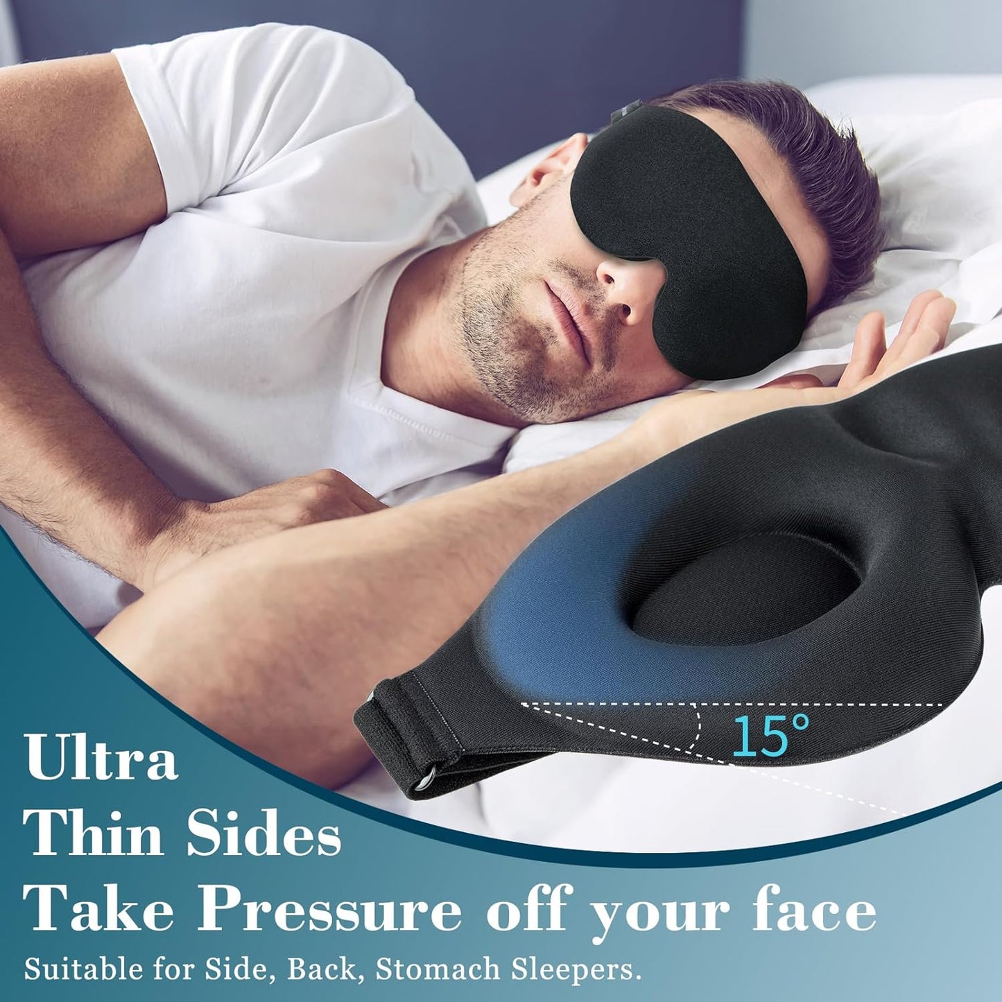 3D Contoured Sleep Mask for Side Sleepers - 100% Light Blocking, Adjustable Strap, Luxury Eye Mask for Travel, Nap, and Meditation - BuzzMart