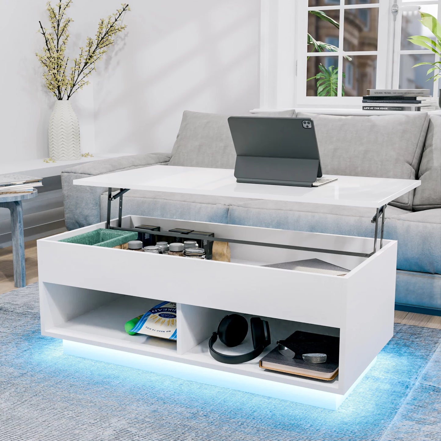 Lift Top Coffee Table with Hidden Compartment - BuzzMart