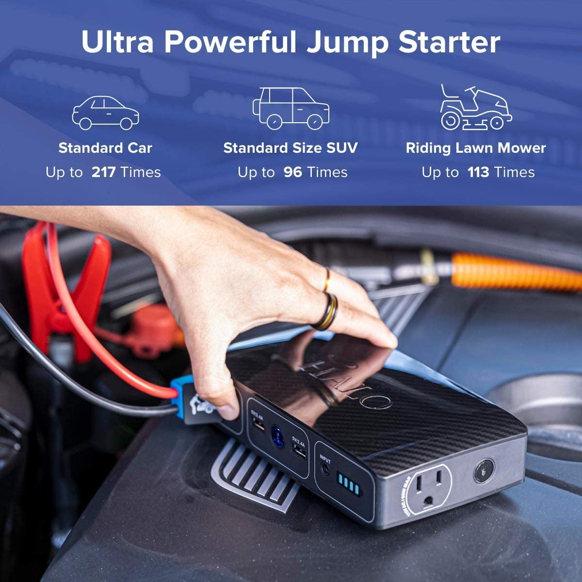 Bolt 58830 MWH Portable Charger Car Jump Starter - AC Outlet, USB Ports, Car Charger - BuzzMart