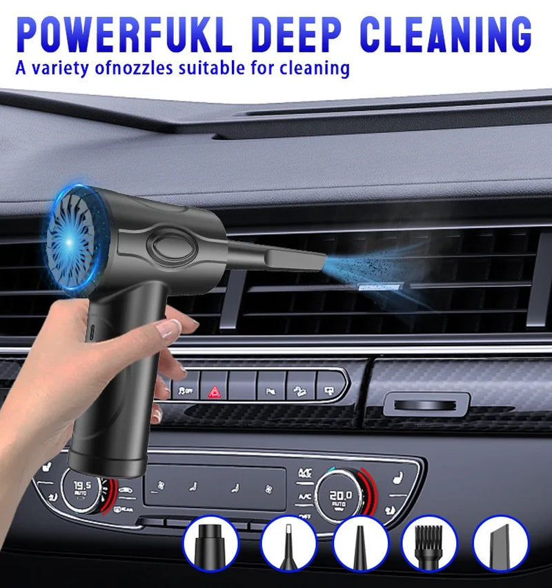 High-Power Cordless Air Duster - 100000RPM Rechargeable Blower with LED Light, 3-Speed Air Duster for Electronics, Keyboards, and Car Interiors - BuzzMart