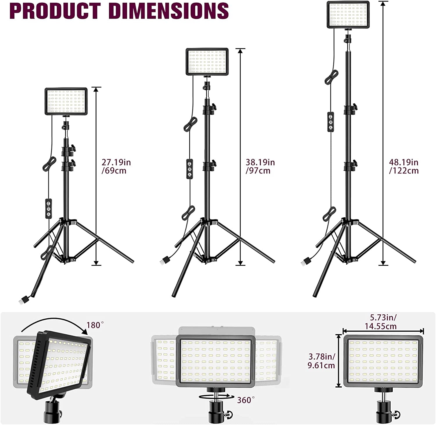 Photography Lighting Kit Dimmable 5600K USB Led Video Studio Streaming Lights