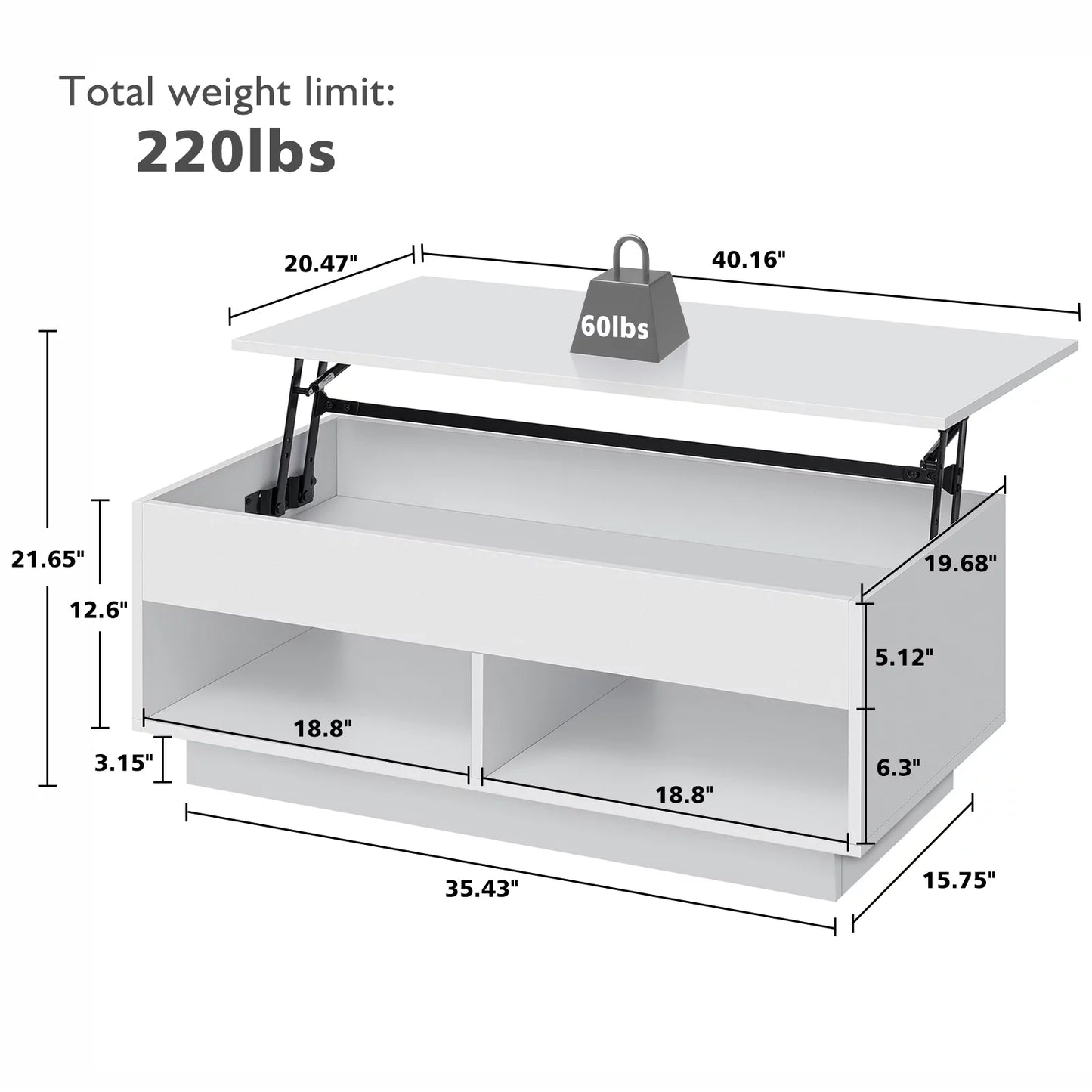 Lift Top Coffee Table with Hidden Compartment - BuzzMart